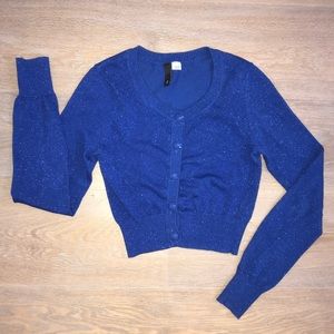 royal blue cropped cardigan